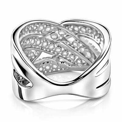 Crisscross Simulated Diamond Ring (Size 7)