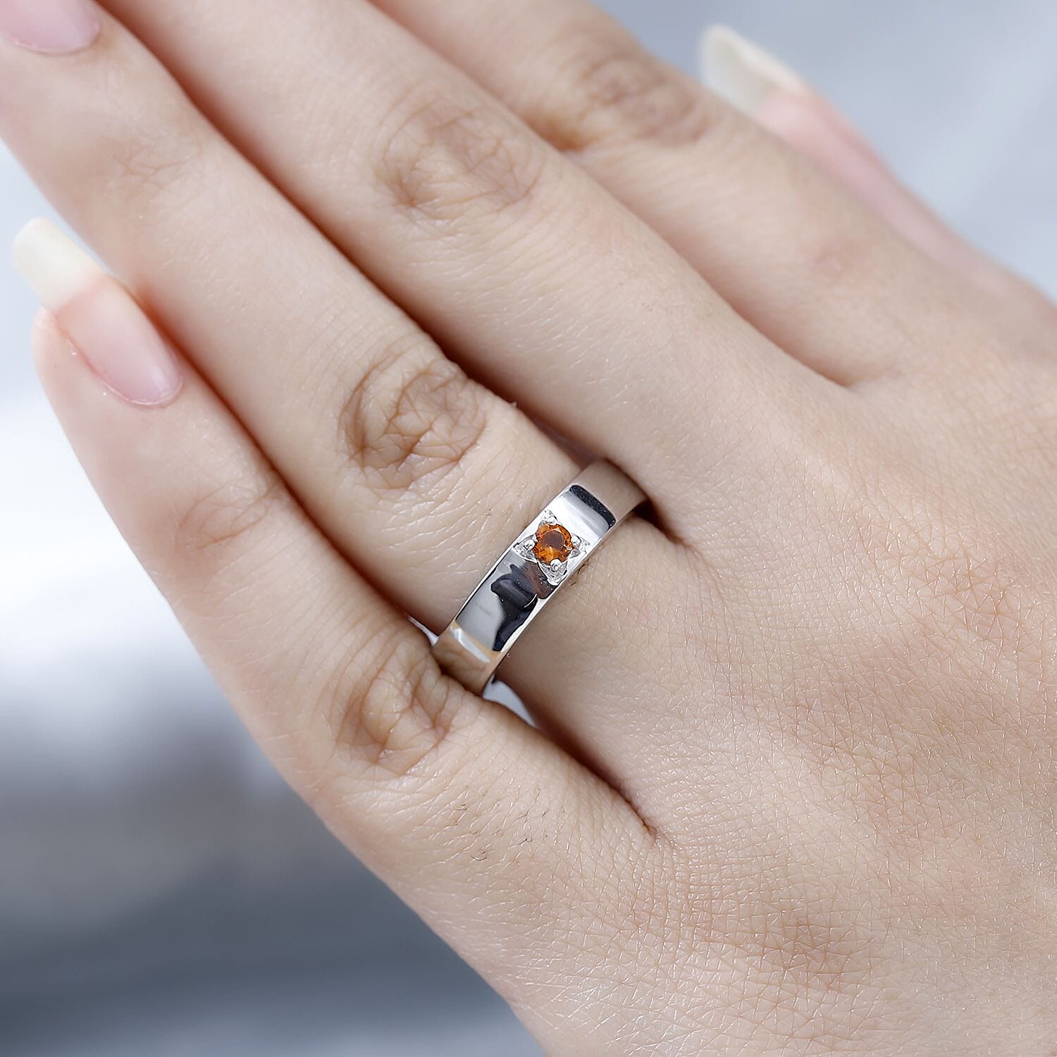 Santa Ana Madeira Citrine Solitaire Ring in Platinum Over Sterling Silver (Size 6.0) 0.10 ctw