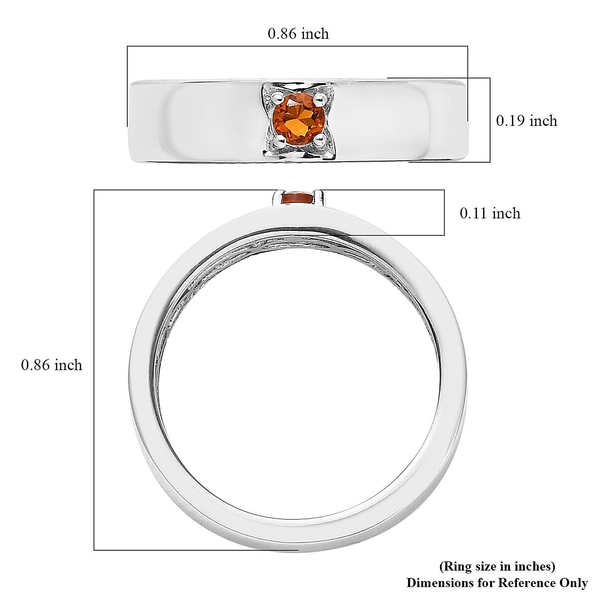 Santa Ana Madeira Citrine Solitaire Ring in Platinum Over Sterling Silver (Size 6.0) 0.10 ctw