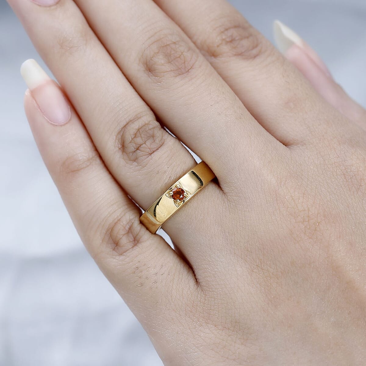 Santa Ana Madeira Citrine Solitaire Ring in Vermeil Yellow Gold Over Sterling Silver (Size 9.0) 0.10 ctw image number 2