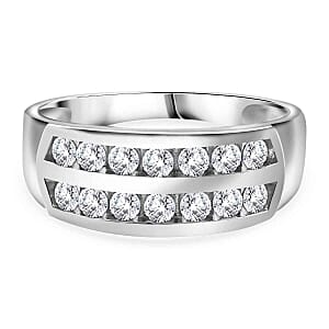 Simulated Diamond 1.28 ctw Ring in Rhodium Over Sterling Silver (Size 10)