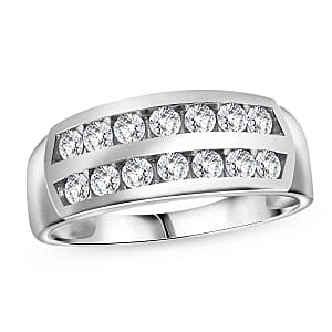 Simulated Diamond 1.28 ctw Ring in Rhodium Over Sterling Silver (Size 10)