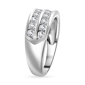 Simulated Diamond 1.28 ctw Ring in Rhodium Over Sterling Silver (Size 10)