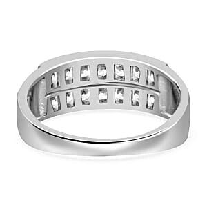 Simulated Diamond 1.28 ctw Ring in Rhodium Over Sterling Silver (Size 10)