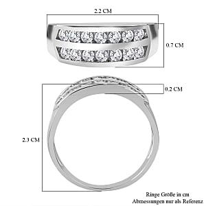 Simulated Diamond 1.28 ctw Ring in Rhodium Over Sterling Silver (Size 10)