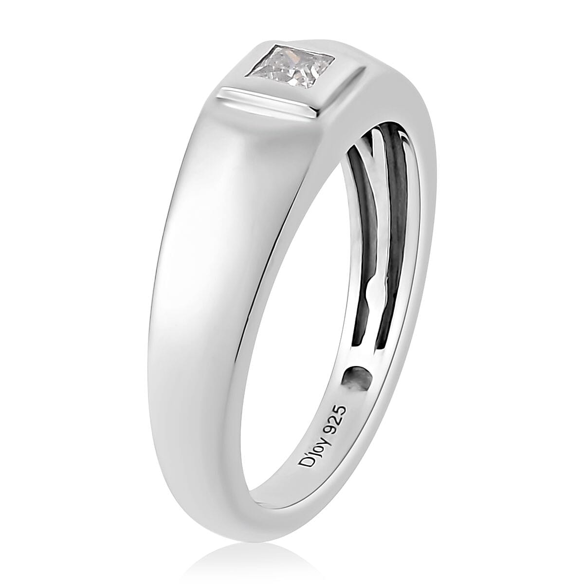 Moissanite Solitaire Ring in Platinum Over Sterling Silver (Size 6.0) 0.15 ctw image number 3