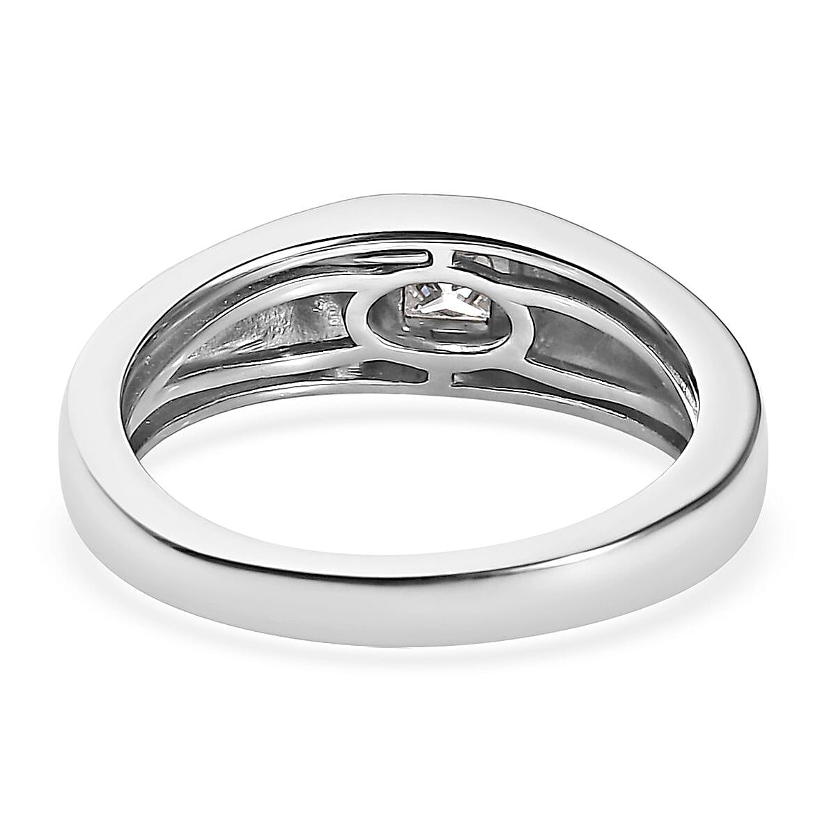 Moissanite Solitaire Ring in Platinum Over Sterling Silver (Size 6.0) 0.15 ctw image number 4