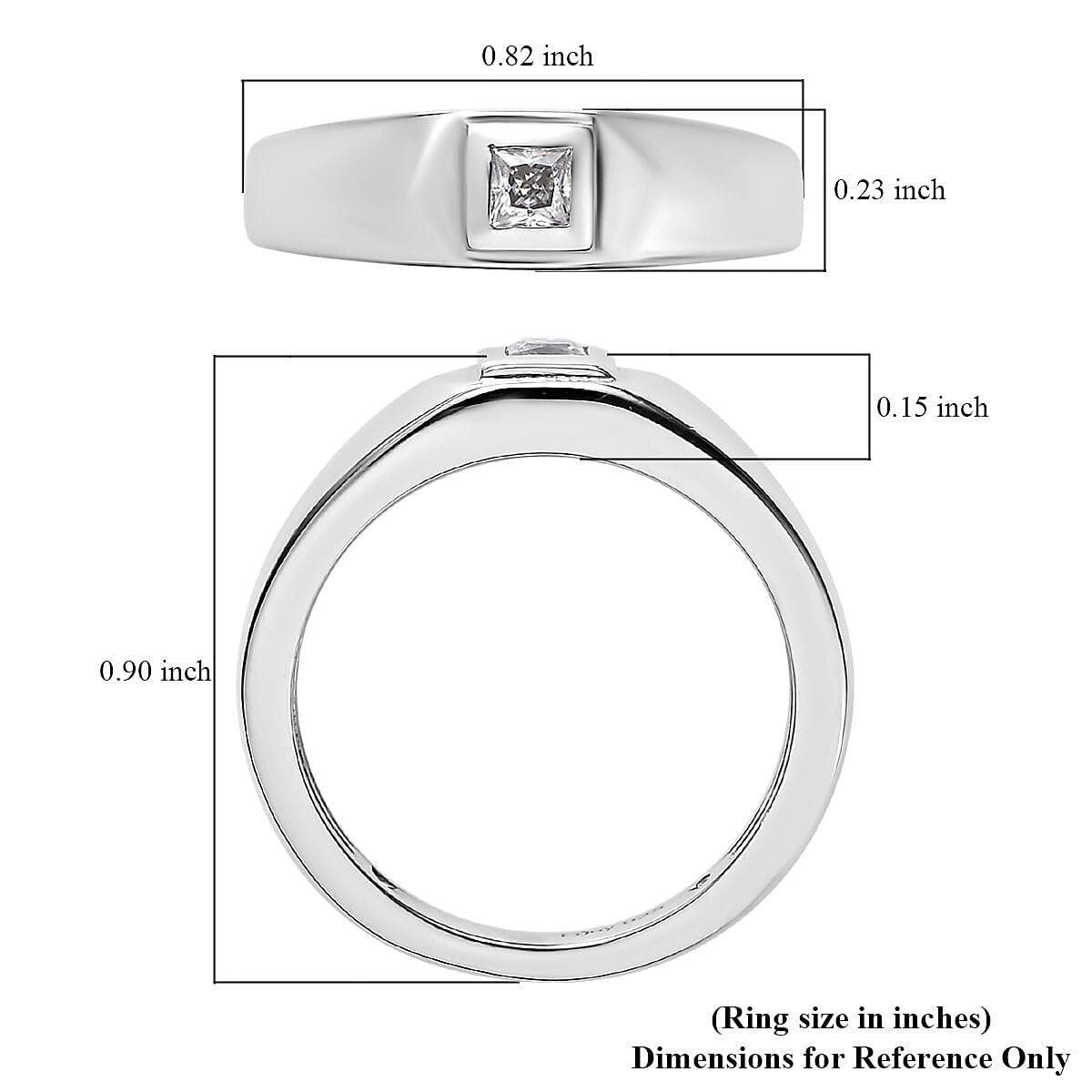 Moissanite Solitaire Ring in Platinum Over Sterling Silver (Size 6.0) 0.15 ctw image number 5