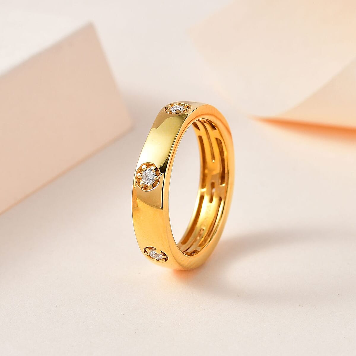 Moissanite Band Ring in Vermeil Yellow Gold Over Sterling Silver (Size 7.0) 0.30 ctw image number 1