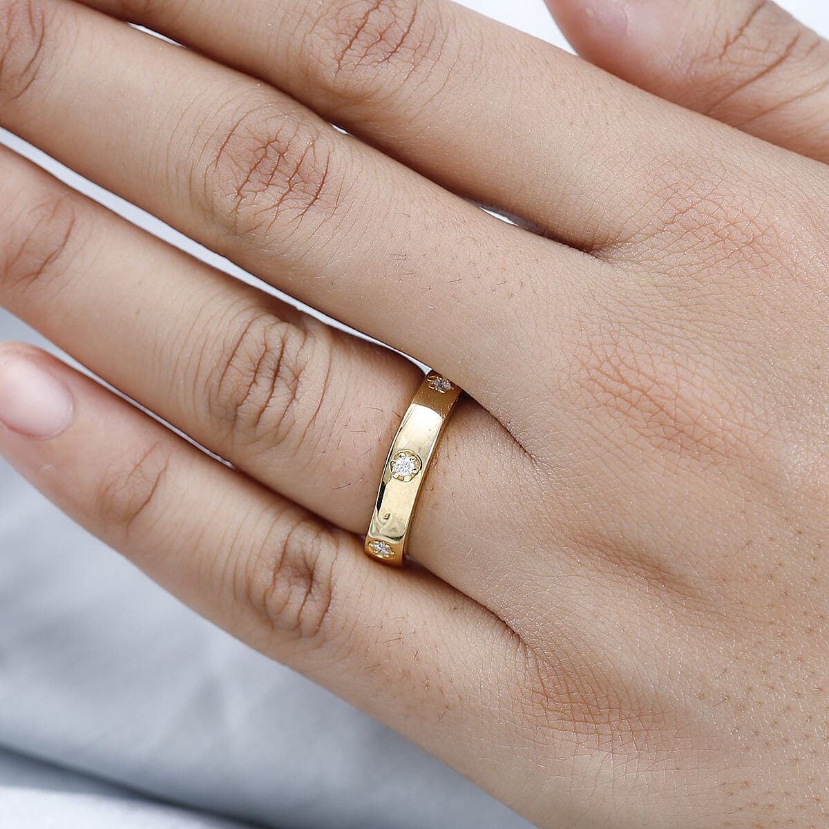 Moissanite Band Ring in Vermeil Yellow Gold Over Sterling Silver (Size 7.0) 0.30 ctw image number 2