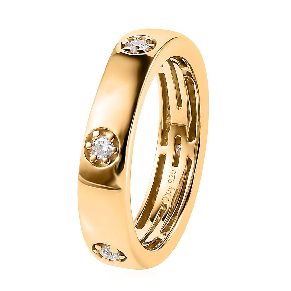 Moissanite Band Ring in Vermeil Yellow Gold Over Sterling Silver (Size 7.0) 0.30 ctw image number 3