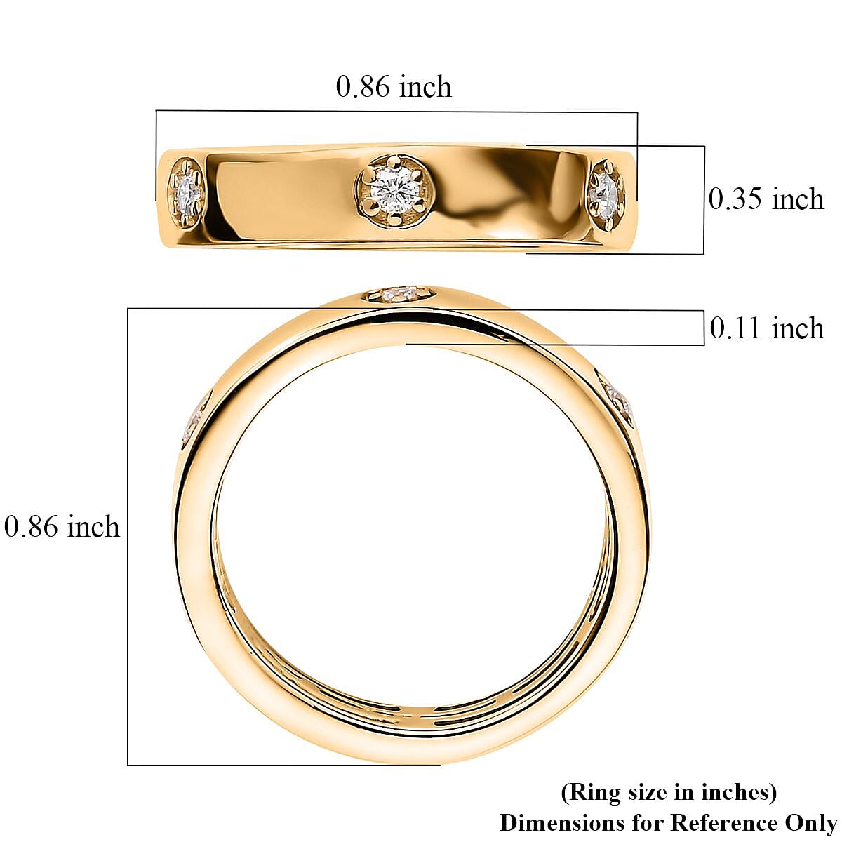 Moissanite Band Ring in Vermeil Yellow Gold Over Sterling Silver (Size 7.0) 0.30 ctw image number 5