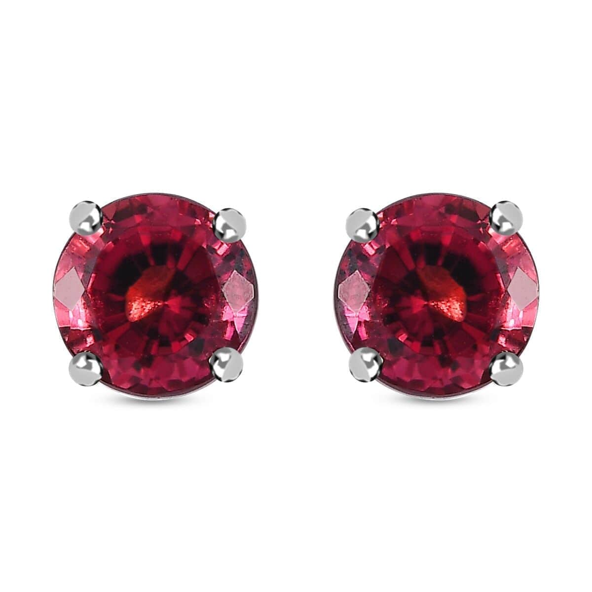 Rhapsody 950 Platinum AAAA Ouro Fino Rubellite Solitaire Stud Earrings 2.10 ctw image number 0