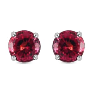 Rhapsody 950 Platinum AAAA Ouro Fino Rubellite Solitaire Stud Earrings 2.10 ctw