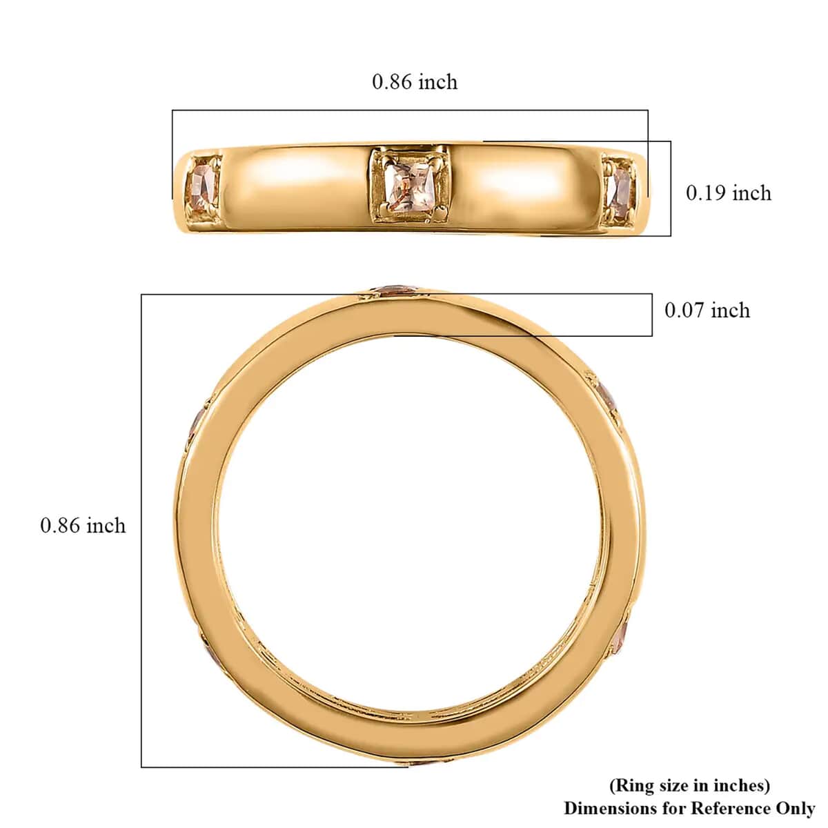 Simulated Champagne Diamond Band Ring in Vermeil Yellow Gold Over Sterling Silver (Size 8.0) 0.50 ctw image number 6