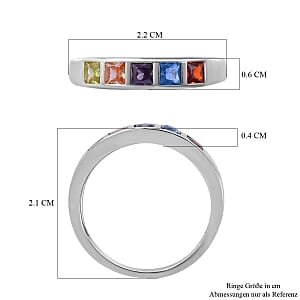 Multi Color CZ 1.31 ctw Ring in Rhodium Over Sterling Silver (Size 8)