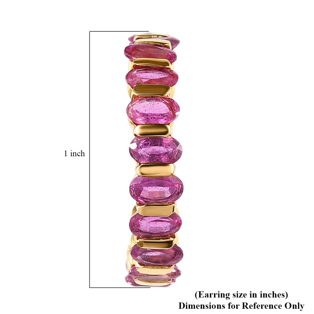 Pink Ruby (FF) J-Hoop Earrings in Vermeil Yellow Gold Over Sterling Silver 7.85 ctw image number 4