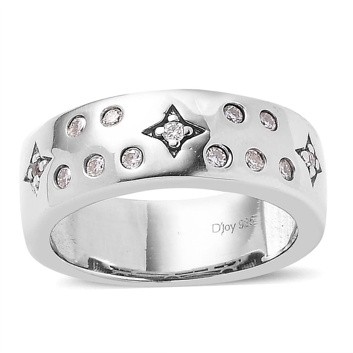 Moissanite Celestial Band Ring in Platinum Over Sterling Silver (Size 6.0) 0.25 ctw