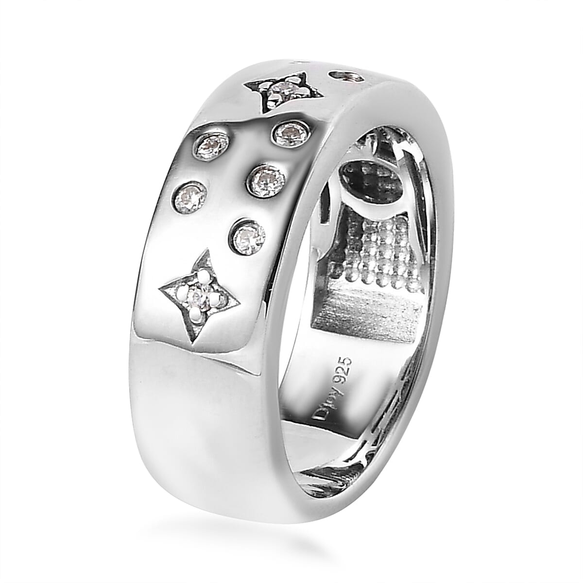Moissanite Celestial Band Ring in Platinum Over Sterling Silver (Size 6.0) 0.25 ctw