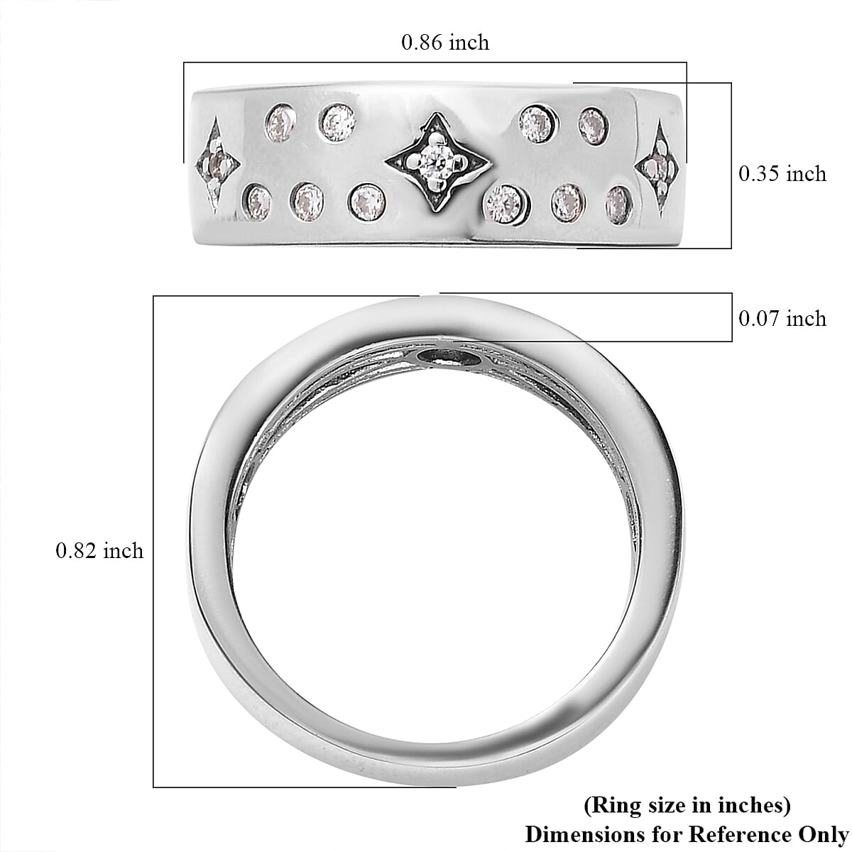 Moissanite Celestial Band Ring in Platinum Over Sterling Silver (Size 6.0) 0.25 ctw