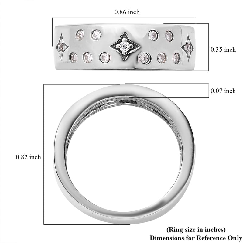 Moissanite Celestial Band Ring in Platinum Over Sterling Silver (Size 6.0) 0.25 ctw