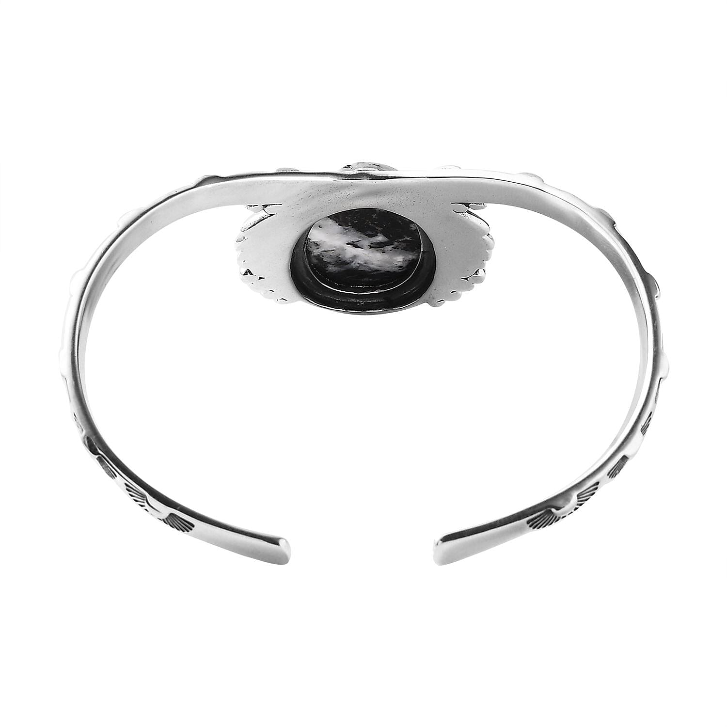 Artisan Crafted White Buffalo Cuff Bracelet in Sterling Silver (7.25 In) 21.10 ctw