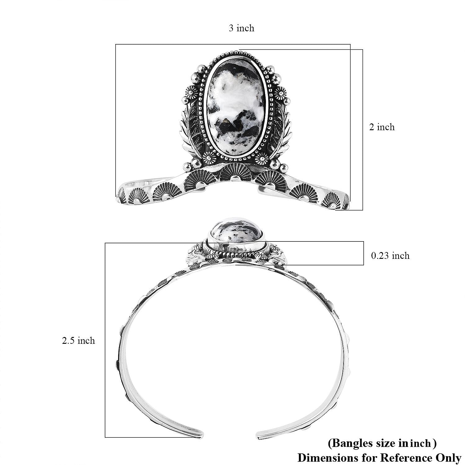 Artisan Crafted White Buffalo Cuff Bracelet in Sterling Silver (7.25 In) 21.10 ctw