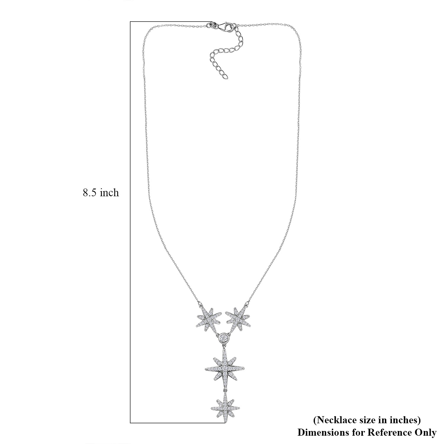 Moissanite Celestial Stars Lariat Necklace 18 Inches in Platinum Over Sterling Silver 1.85 ctw