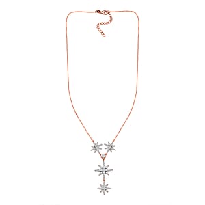 Moissanite Celestial Stars Lariat Necklace 18 Inches in Vermeil Rose Gold Over Sterling Silver 1.85 ctw