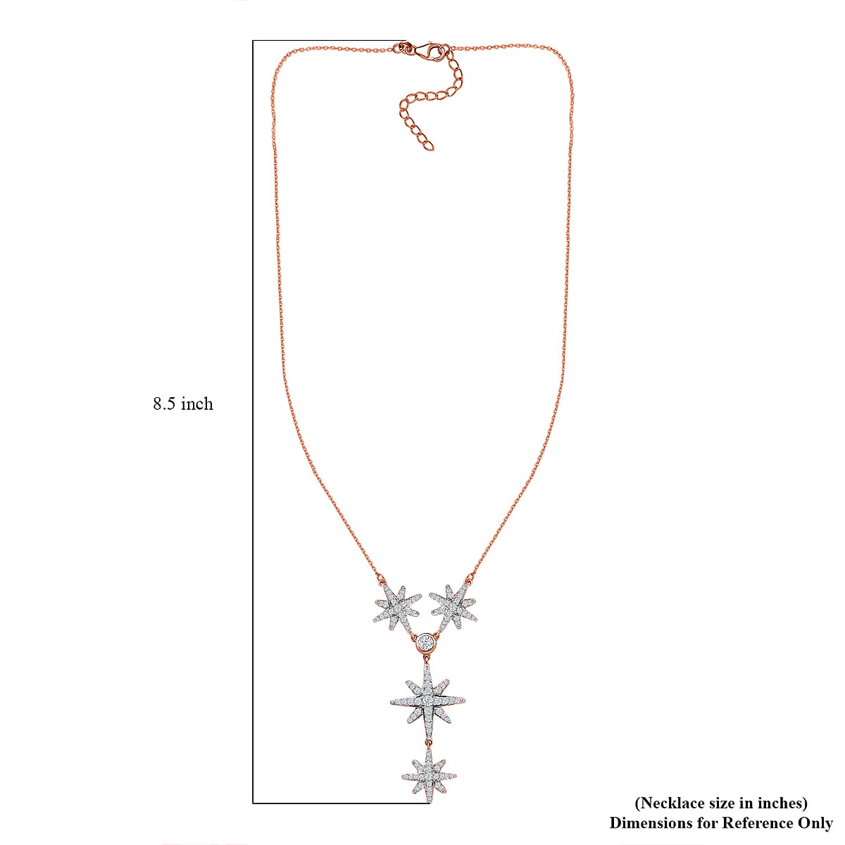 Moissanite Celestial Stars Lariat Necklace 18 Inches in Vermeil Rose Gold Over Sterling Silver 1.85 ctw image number 5