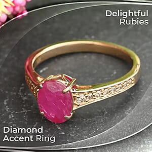 Certified & Appraised Luxoro AAA Montepuez Ruby and Diamond 2.50 ctw Ring in 14K Yellow Gold, Gold Wedding Ring (Size 5.5)
