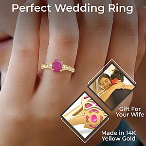 Certified & Appraised Luxoro AAA Montepuez Ruby and Diamond 2.50 ctw Ring in 14K Yellow Gold, Gold Wedding Ring (Size 5.5)