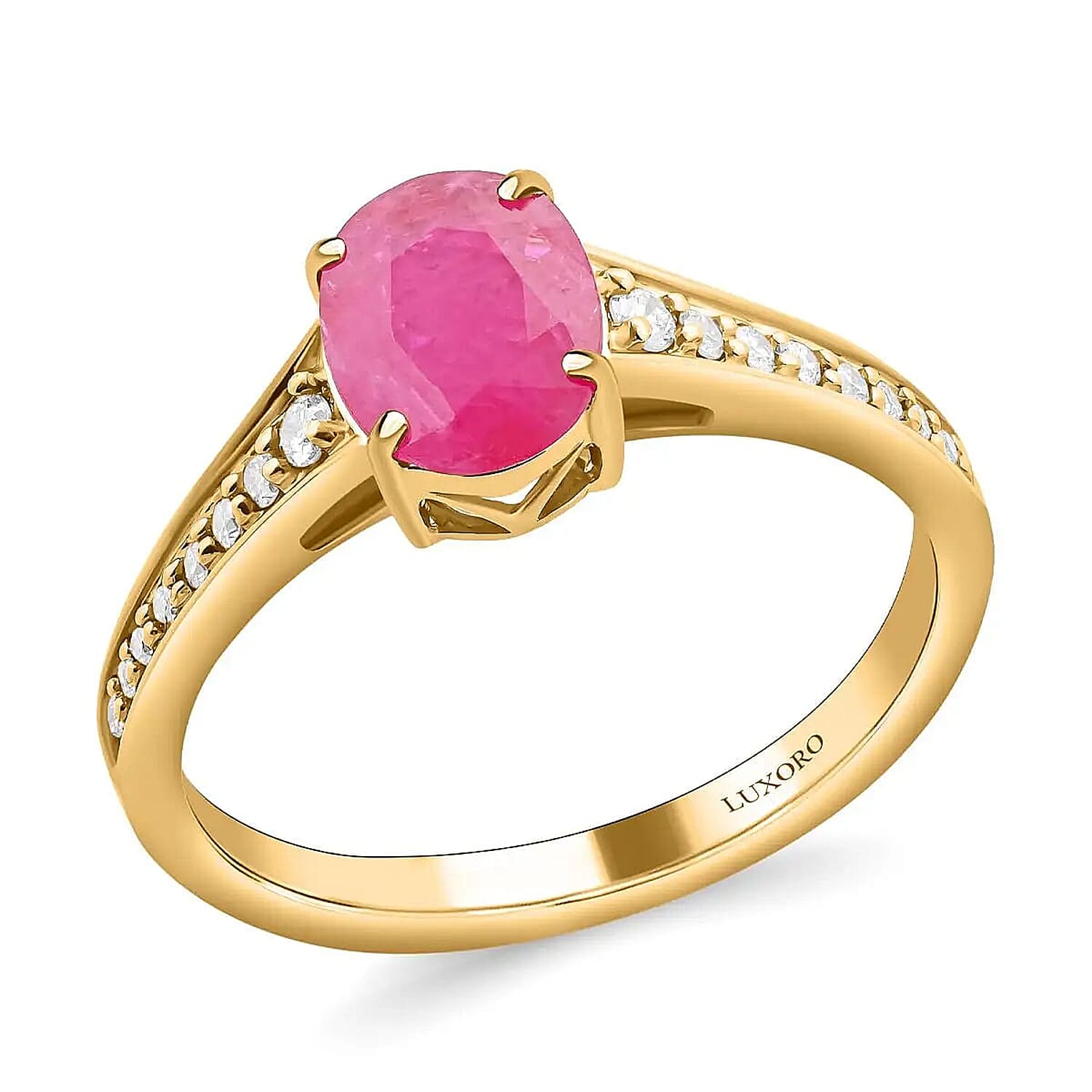 Certified & Appraised Luxoro AAA Montepuez Ruby and Diamond 2.50 ctw Ring in 14K Yellow Gold, Gold Wedding Ring (Size 6.0)