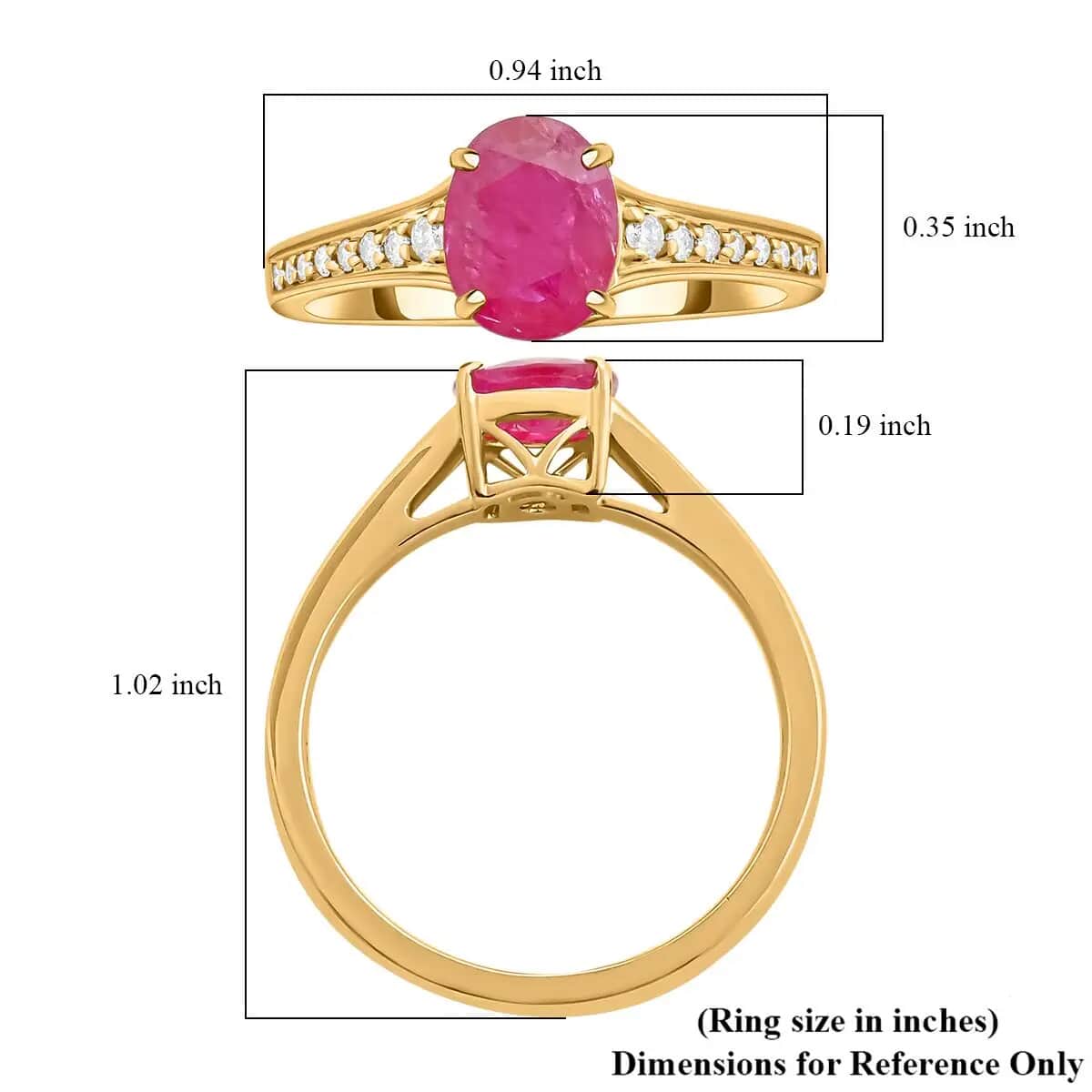 Luxoro Certified & Appraised AAA Montepuez Ruby Ring, Diamond Accent Ring, 14K Yellow Gold Ring, Gold Wedding Ring 2.50 ctw image number 6