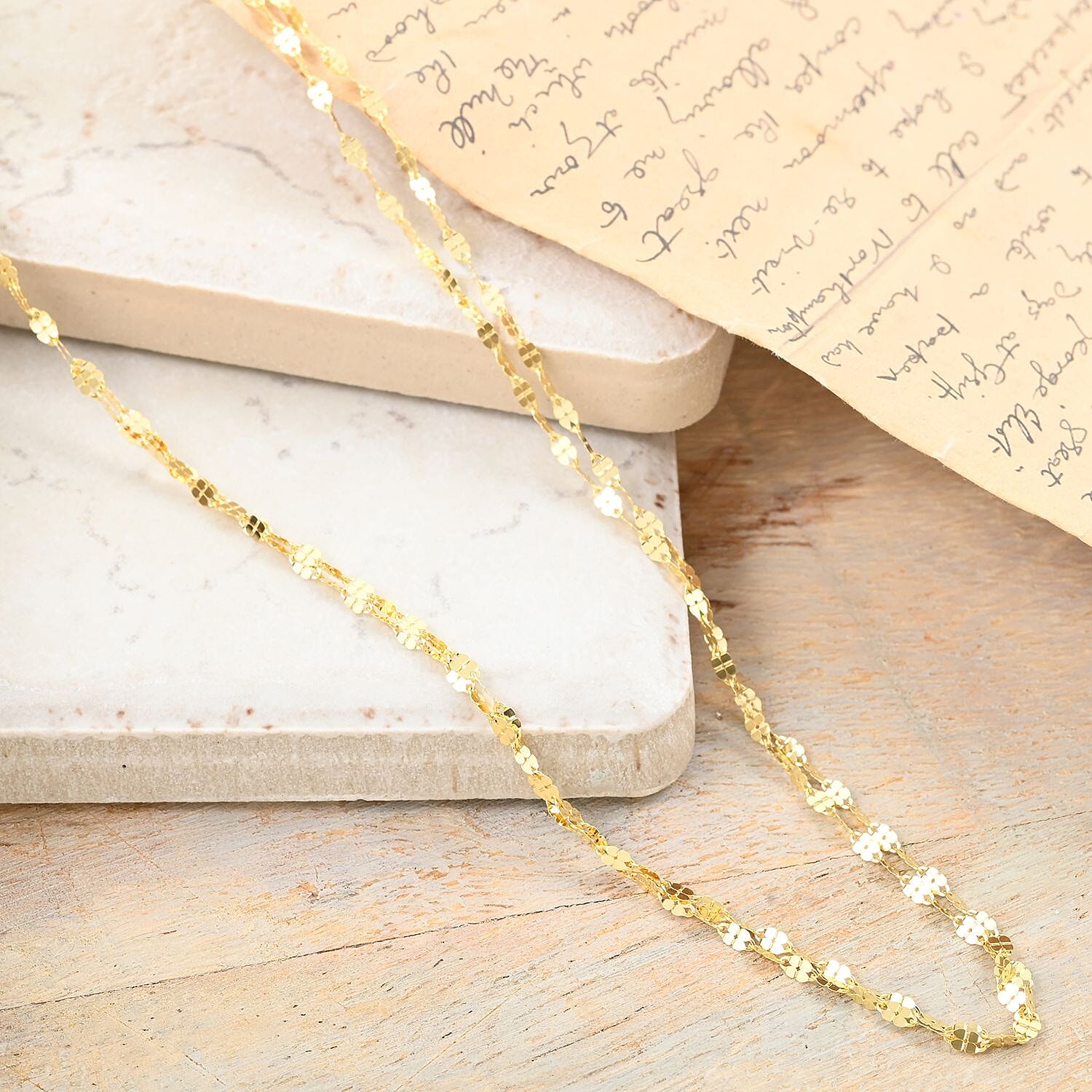 Clover Petali Italian 10K Yellow Gold Necklace 36 Inches 1.40 Grams