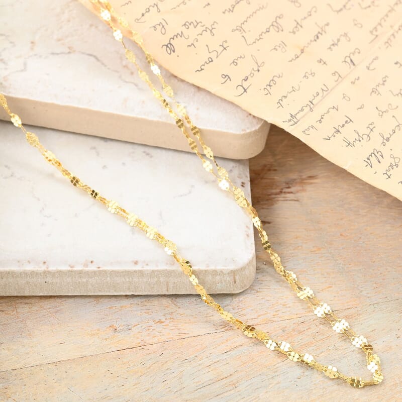 Clover Petali Italian 10K Yellow Gold Necklace 36 Inches 1.40 Grams