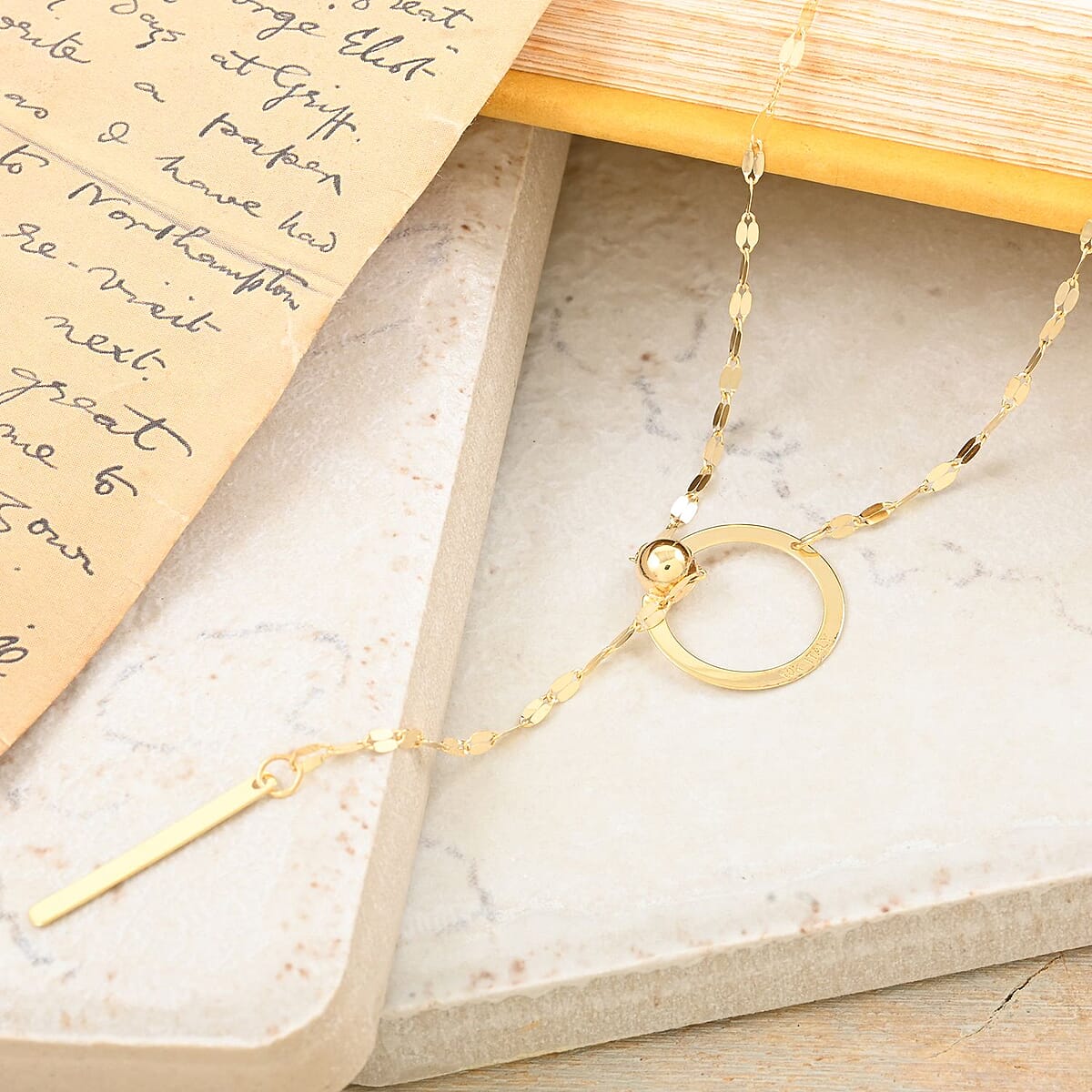 Italian 10K Yellow Gold Slider Circle Necklace 28 Inches 1.20 Grams image number 1