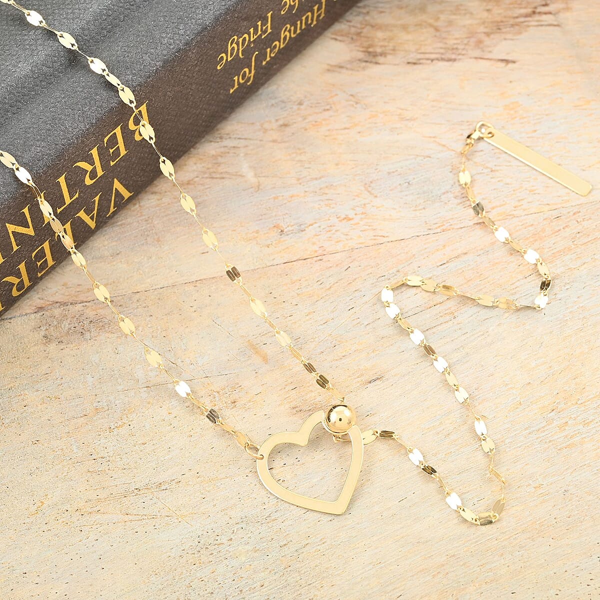 Italian 10K Yellow Gold Slider Heart Necklace 28 Inches 1.22 Grams image number 1