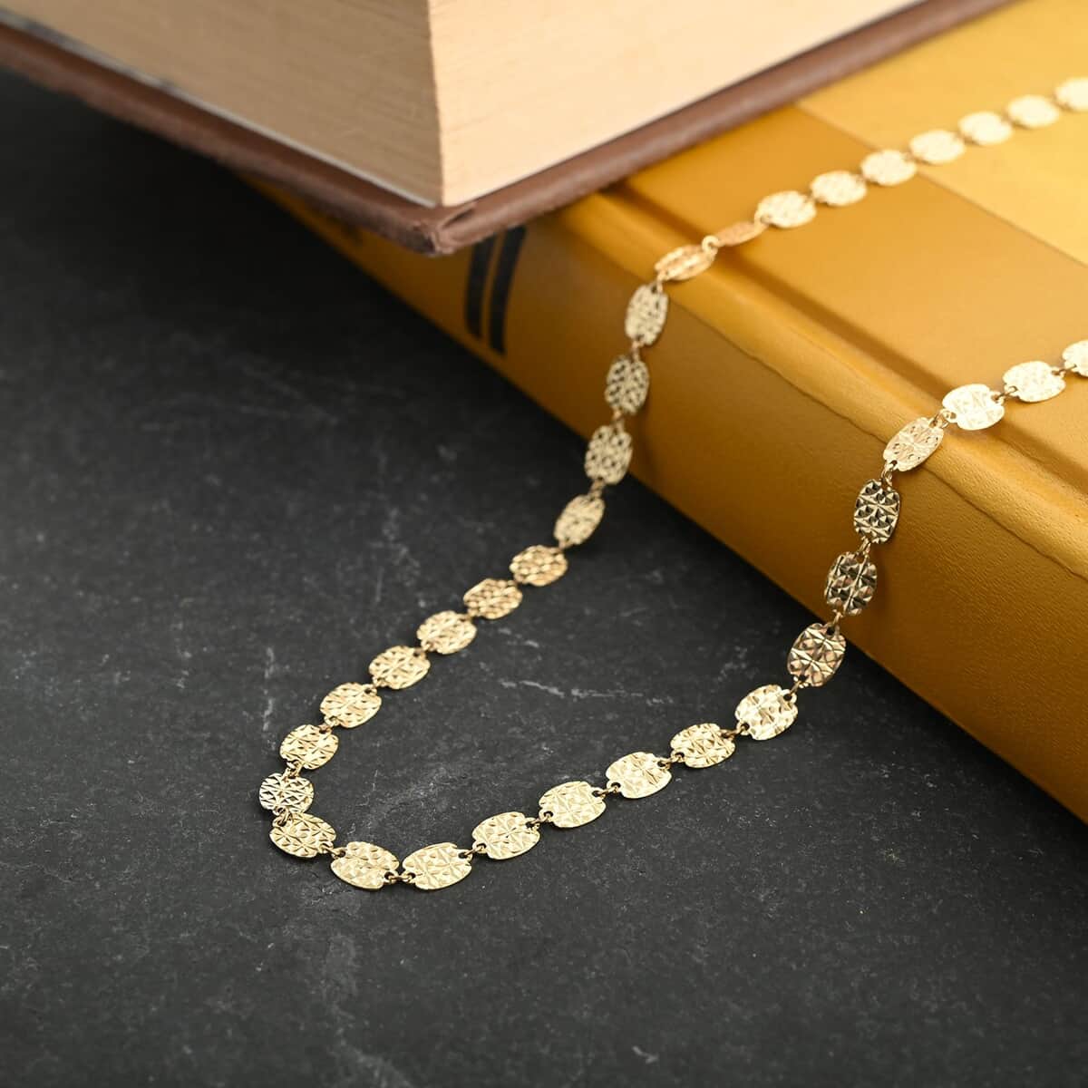 10K Yellow Gold Diamond-cut Oval Link Necklace 18 Inches 3.37 Grams image number 1