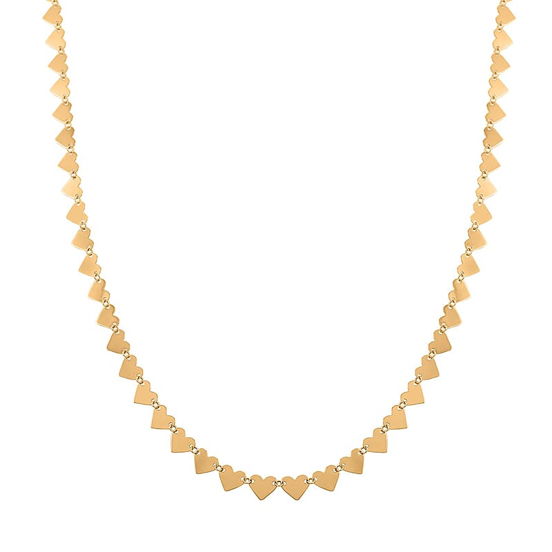 Italian 10K Yellow Gold Polished Heart Link Necklace 18 Inches 2.75 Grams