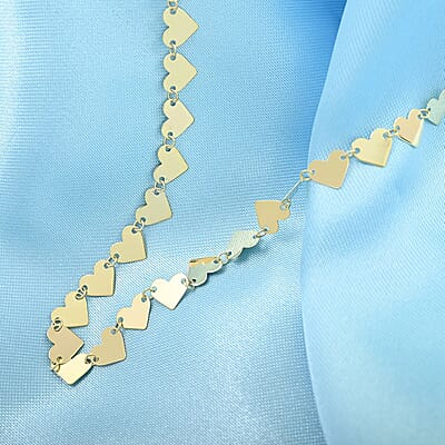 Italian 10K Yellow Gold Polished Heart Link Necklace 18 Inches 2.75 Grams