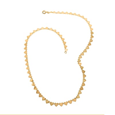 Italian 10K Yellow Gold Polished Heart Link Necklace 18 Inches 2.75 Grams