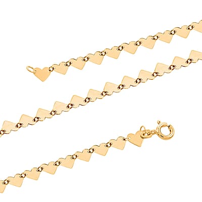 Italian 10K Yellow Gold Polished Heart Link Necklace 18 Inches 2.75 Grams