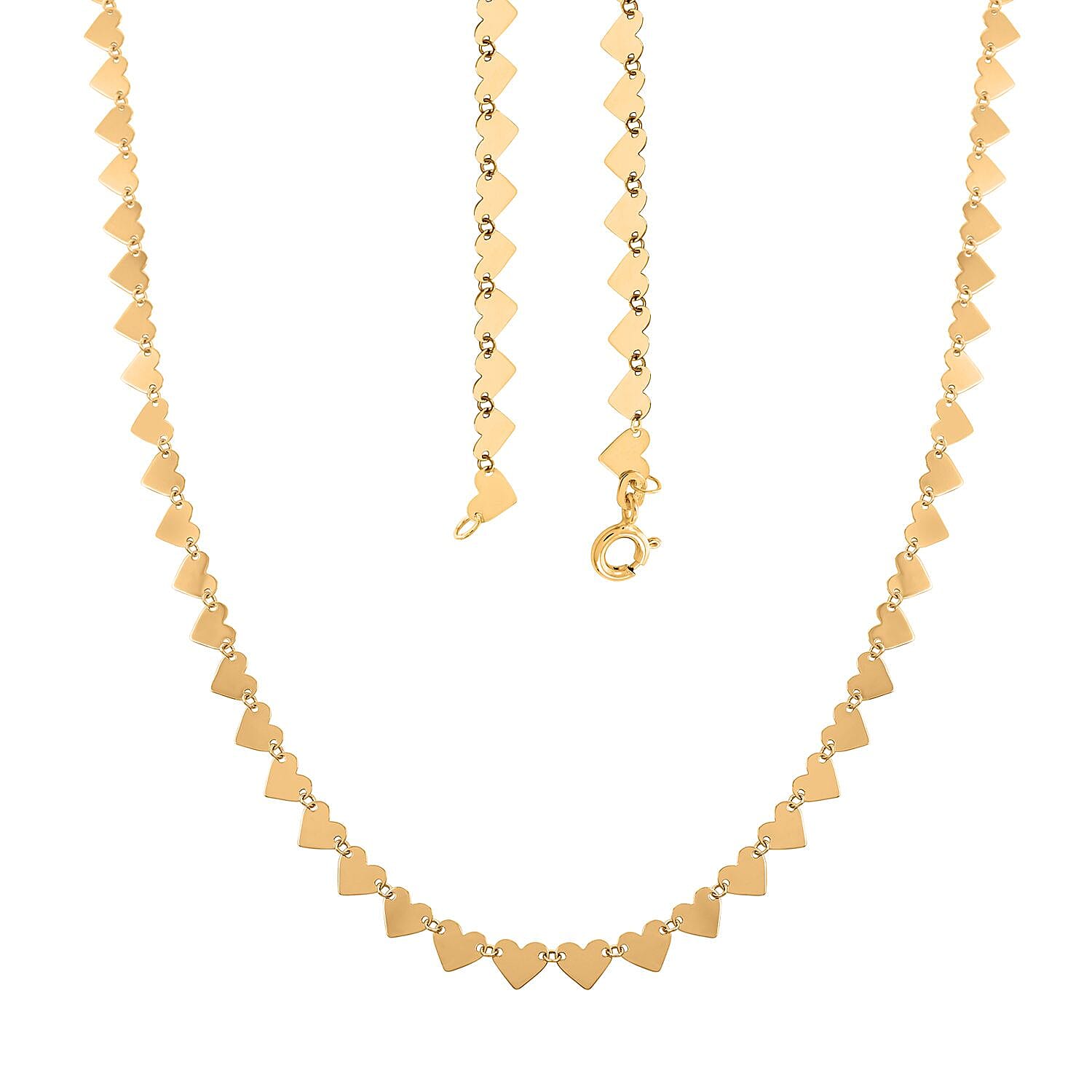 Italian 10K Yellow Gold Polished Heart Link Necklace 18 Inches 2.75 Grams