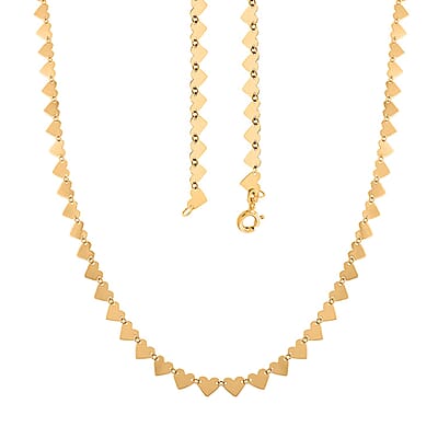 Italian 10K Yellow Gold Polished Heart Link Necklace 18 Inches 2.75 Grams