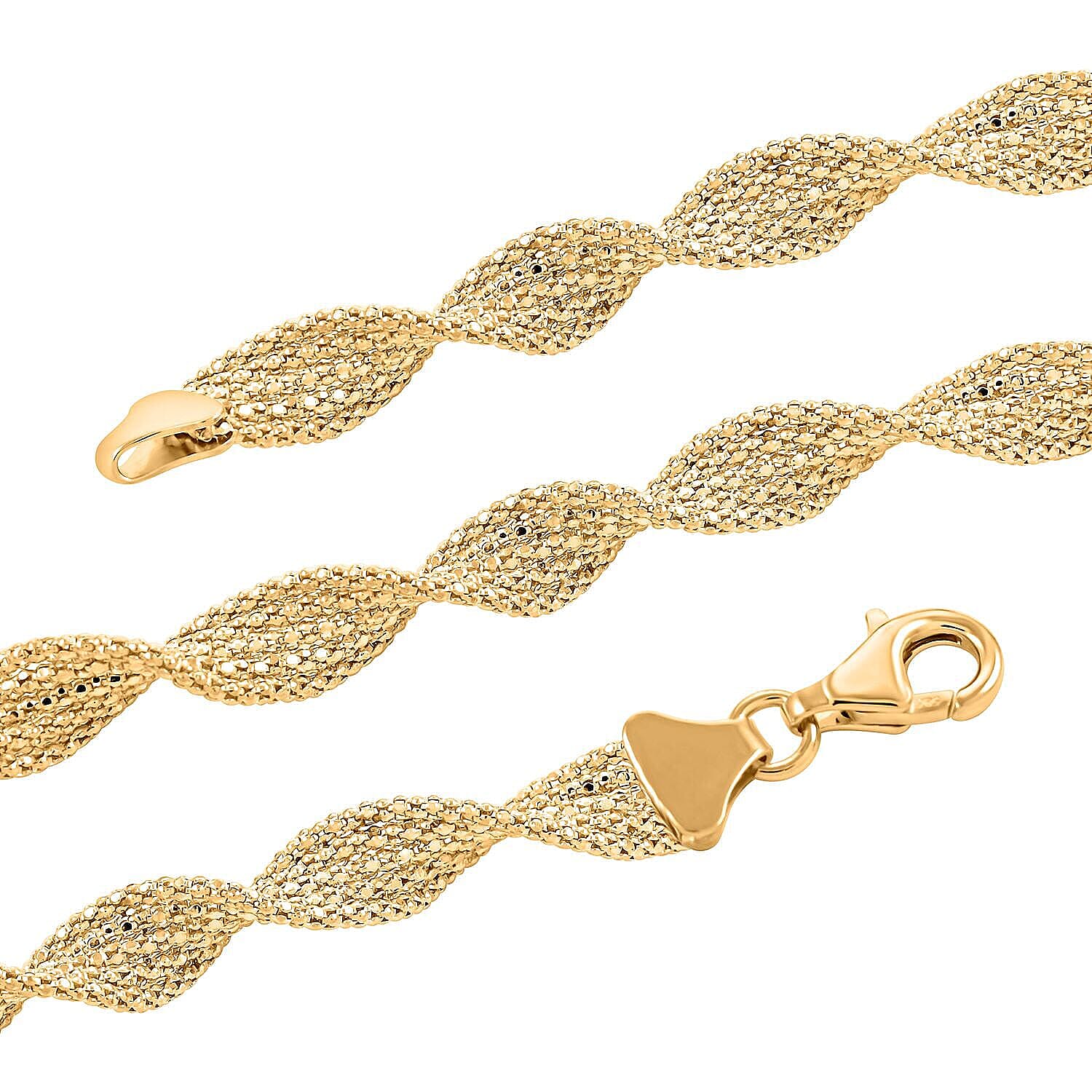 Spirali Italian 14K Yellow Gold Twisted Marquise Link Chain Necklace 18 Inches 13.36 Grams