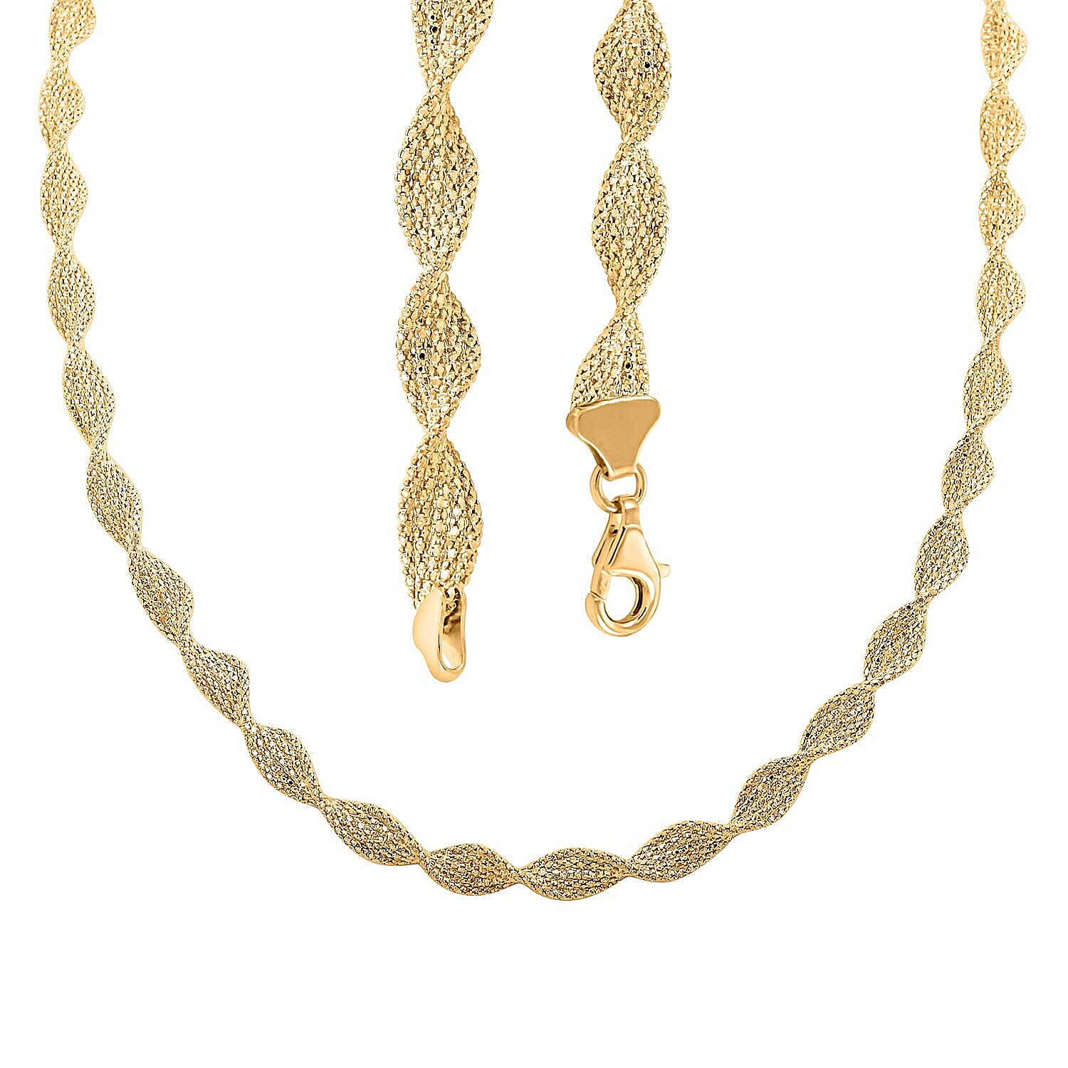Spirali Italian 14K Yellow Gold Twisted Marquise Link Chain Necklace 18 Inches 13.36 Grams