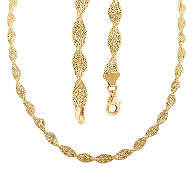 Spirali Italian 14K Yellow Gold Twisted Marquise Link Chain Necklace 18 Inches 13.36 Grams