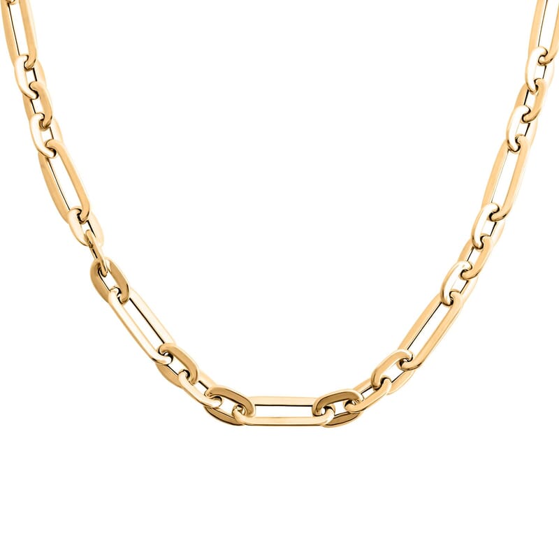 Italian 10K Yellow Gold Alternate Paper Clip Chain Necklace 18 Inches 3.79 Grams