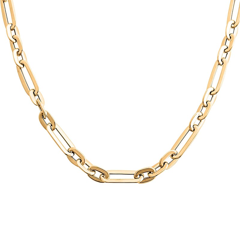 Italian 10K Yellow Gold Alternate Paper Clip Chain Necklace 18 Inches 3.79 Grams
